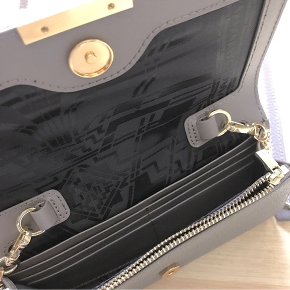 Ted Baker London Envelope Clutch Small Shoulder Crossbody Bag Taupe Grey Gold - Picture 4 of 6